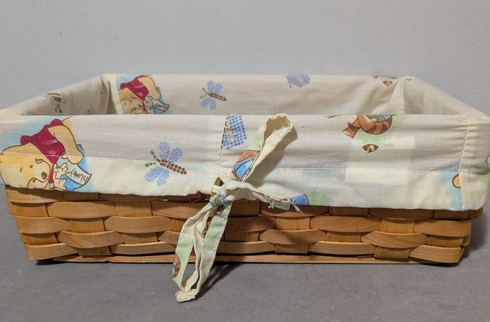 Vtg Disney Classic Winnie the Pooh Basket with Liner Plus Extra Larger Liner